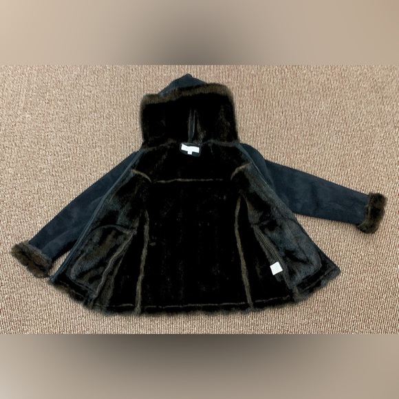 Women’s Small Jones New York Faux Suede Faux Fur Hooded Jacket - Picture 14 of 16